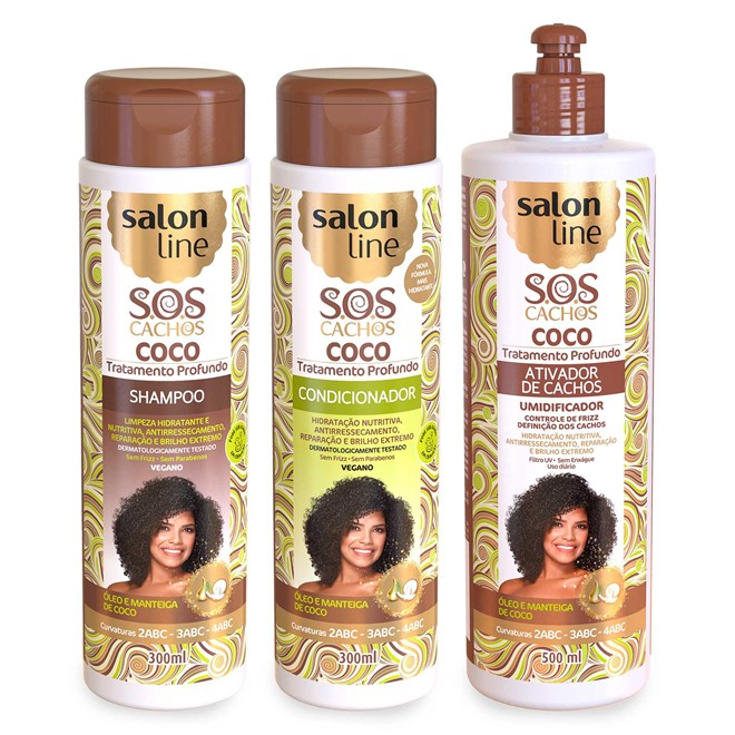 Kit Sos Cachos Coco Shampoo Condicionador Ativador De Cachos Salon Line Tratamento Profundo 300ml Shopee Brasil