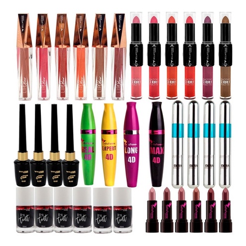 Mega Combo Maquiagem Batom Matte Lip Tint Rímel Revenda Atacado