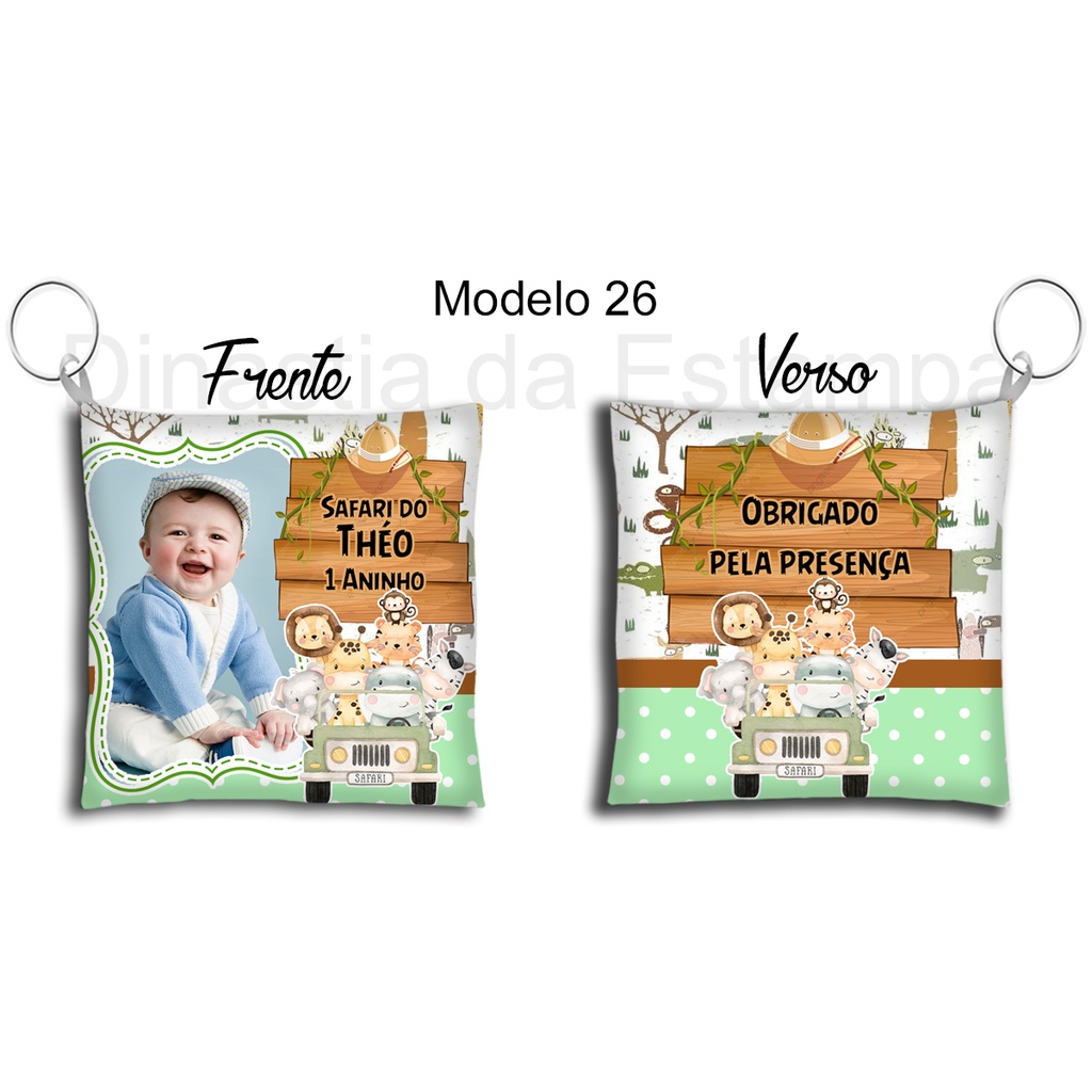 100 Lembrancinhas Chaveiro Almofada Tema Safari Almochaveiro Personalizados
