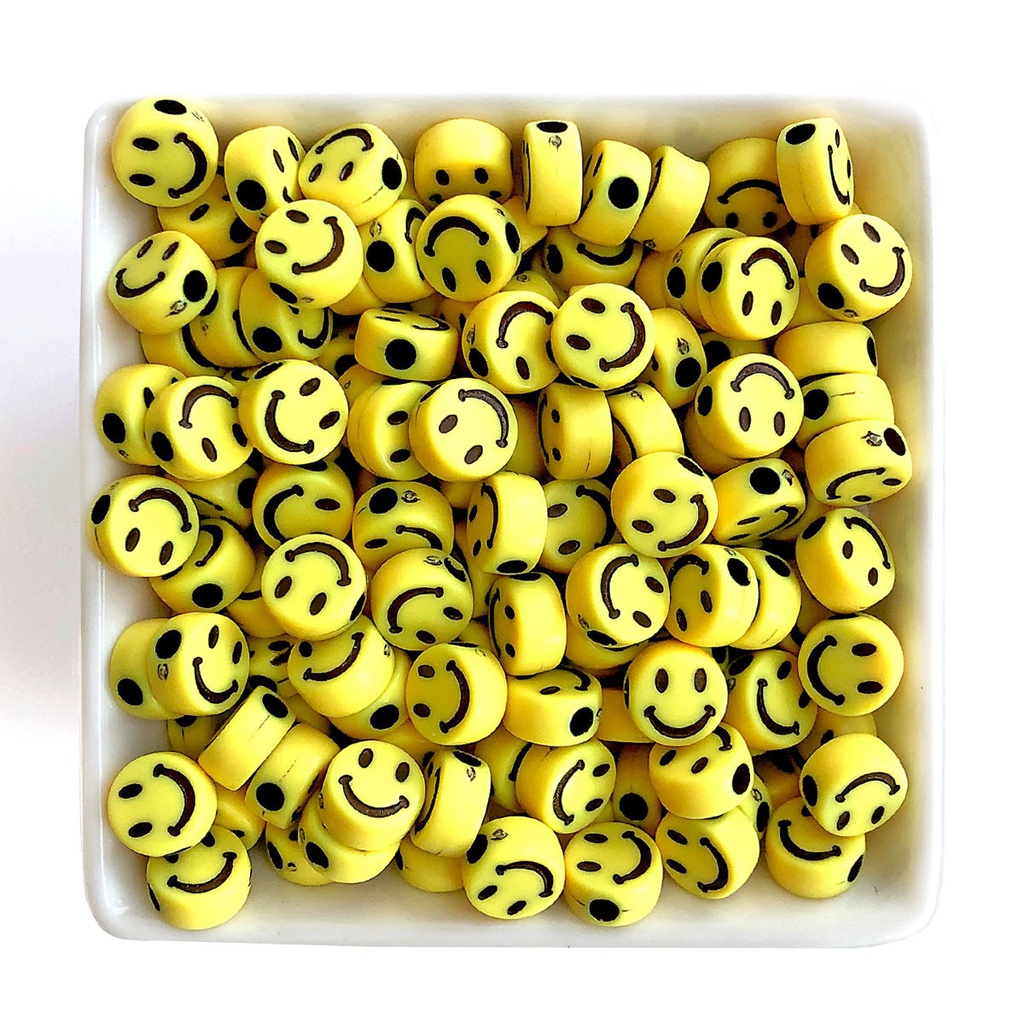 Miçanga Smile Amarela, Carinha - 50 unid em Oferta na Shopee