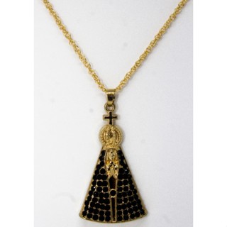 Corrente Dourada com pingente de Nossa Senhora Aparecida . em Oferta na Shopee