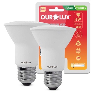 Kit 2 Lampadas Led Par20 6W Bivolt E27 3000K Luz Amarela