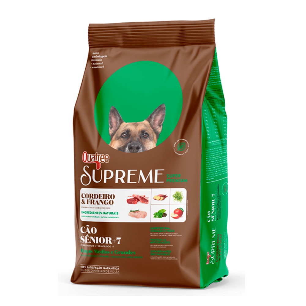 Ração Quatree Supreme Cães Sênior +7 Raças Médias e Grande Cordeiro e Frango - 15kg em Oferta na Shopee