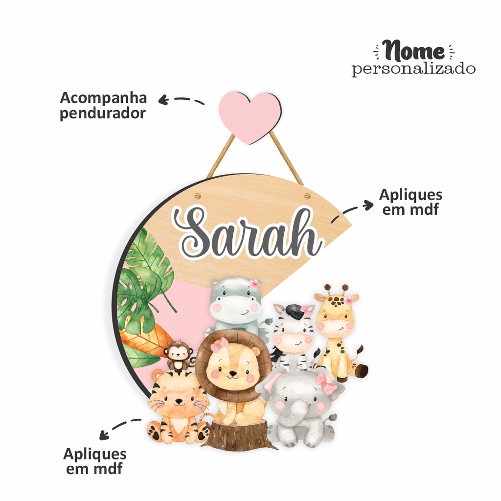 Porta Maternidade Flâmula Safari Bichinhos Lindos 03 3D 6mm