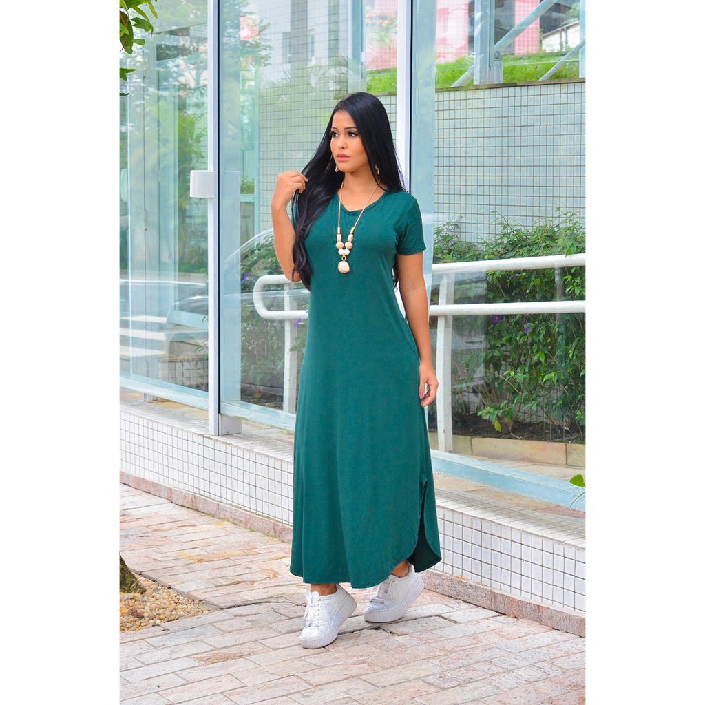 Vestido Longo Saruel Feminino Manga Curta Moda Feminina Lançamento Vestido Longo Feminino Moda Verão Evangelica Lindo