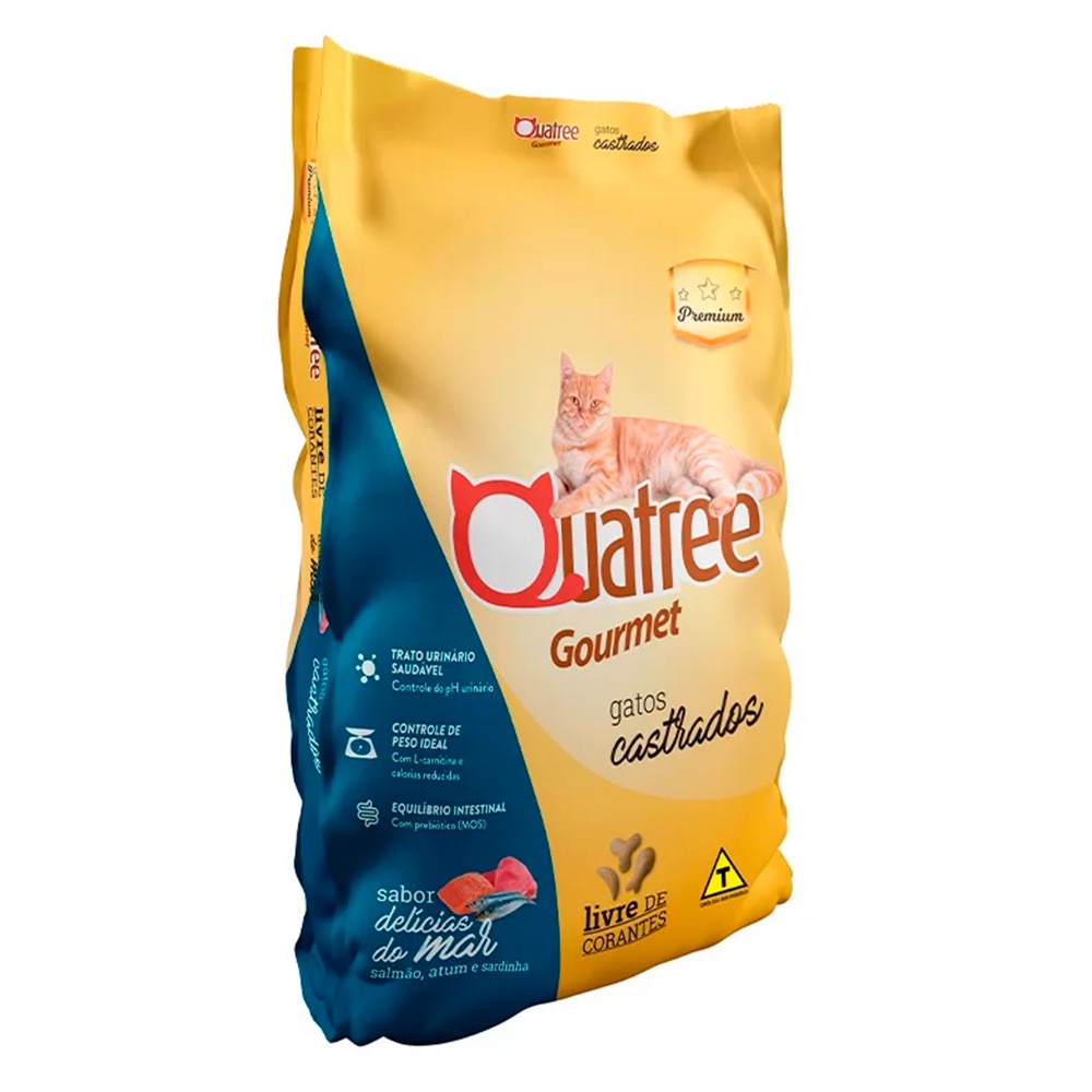 Ração Quatree Gourmet Gatos Castrados Delícias do Mar - 20kg em Oferta na Shopee