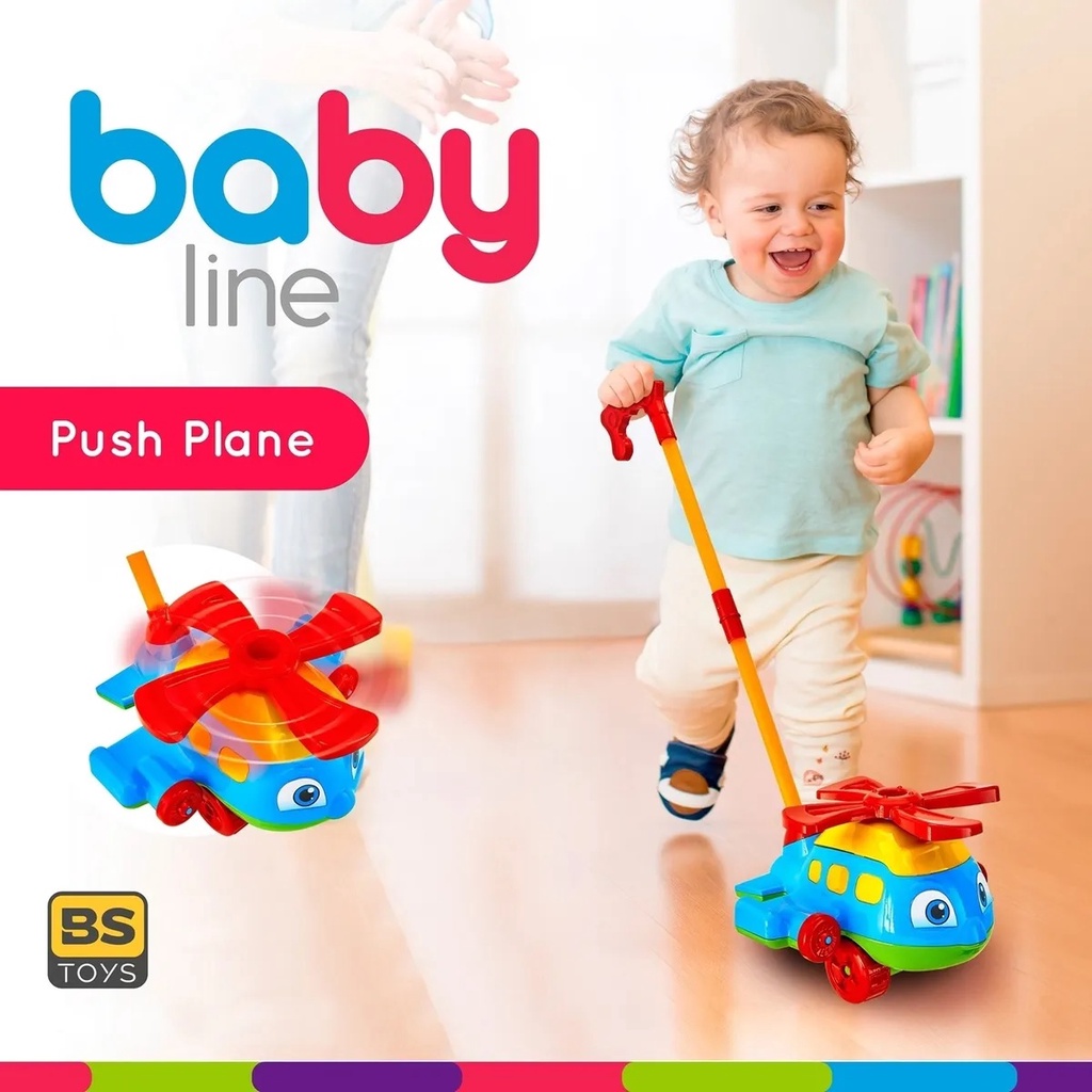 push plane Bebê Infantil Avião De Empurrar Puxar - Bs Toys - cor aleatória