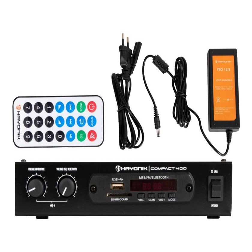 Amplificador Som Ambiente 40w Usb Fm Bt Compact 400 Hayonik