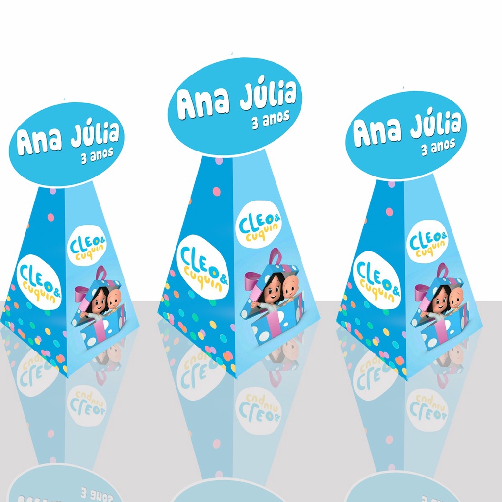 10 Caixinhas Cone Pirâmide Cleo Personalizado Lembrancinhas Para Aniversário