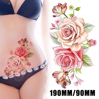 Adesivos De Tatuagem Temporária De Flor / Rosa Grande / Impermeável Para Braço / Perna