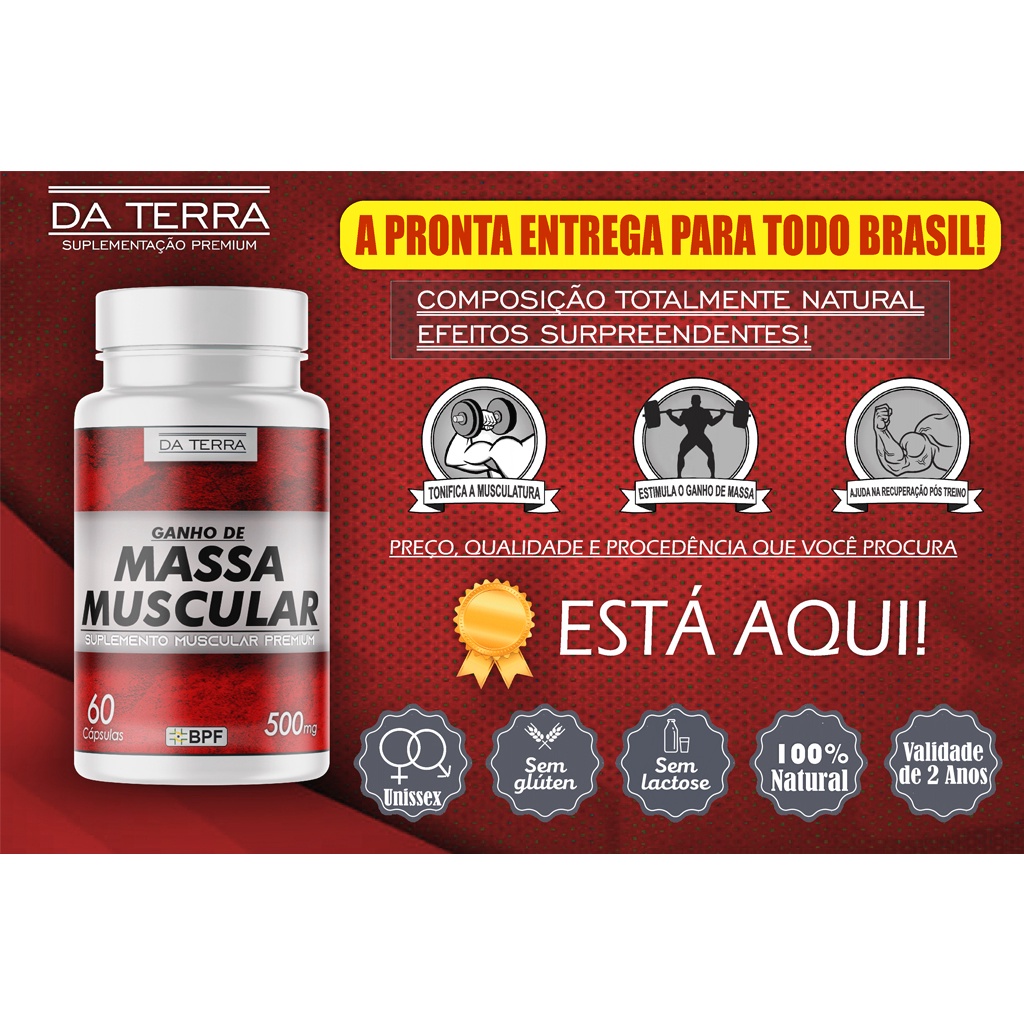 Suplemento Para Ganho de Massa Muscular Em 60 Cápsulas de 500 Mg 1 ...