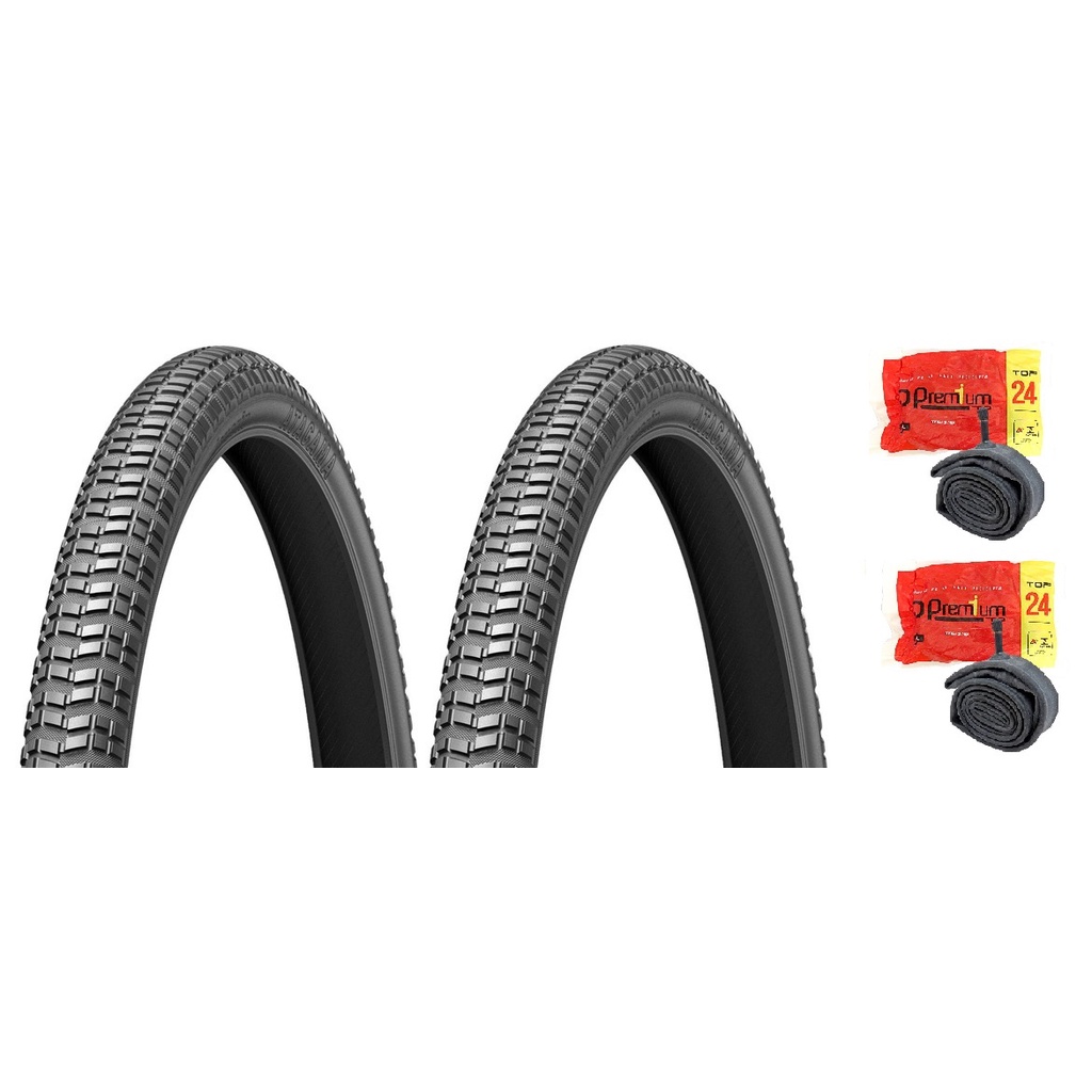 Par 2 Pneu Bicicleta Levorin Atacama Aro 24 X 1.95 Mtb Bike Cravo Balão Bike + 2 Câmara De Ar Aro 24 Top Premium Bico Grosso - Kit c/2