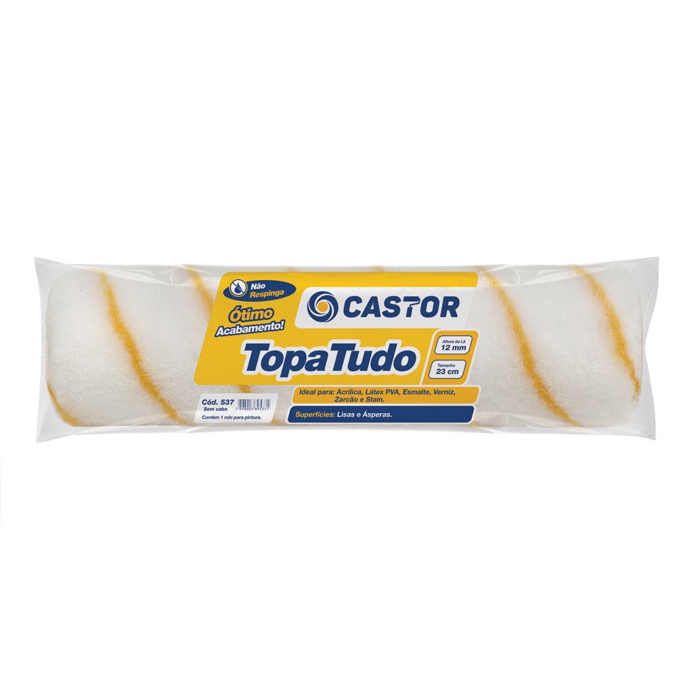 Rolo para pintura Lã Topa Tudo 12MMx23CM s/cabo - Castor - Home & Living