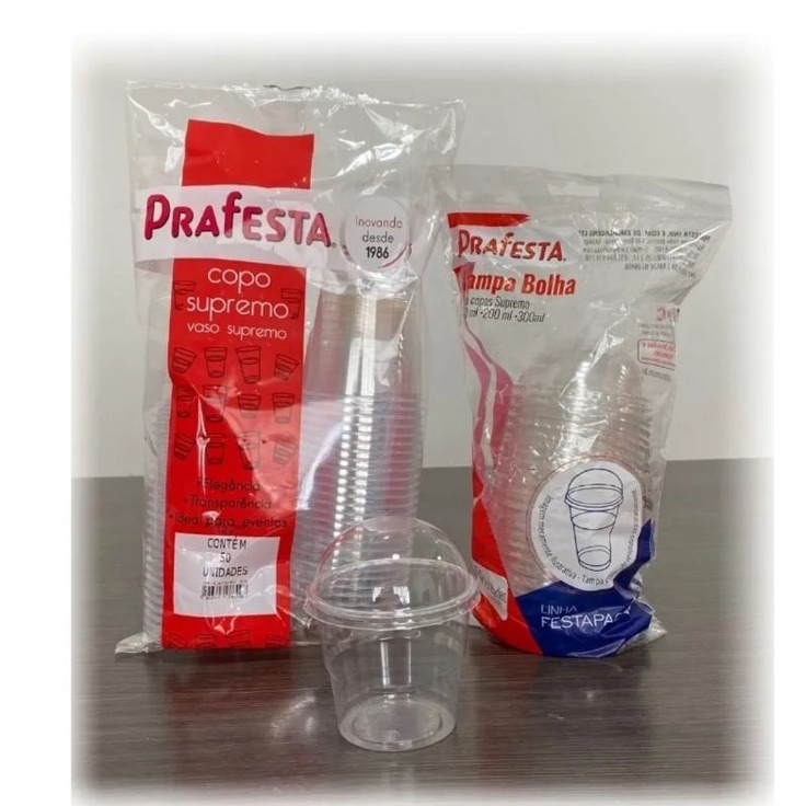 Copo Bolha com Tampa PRA FESTA  150ml 50Unid em Oferta na Shopee
