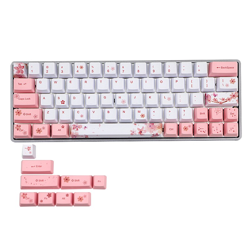 Teclado Mecânico Sakura Keycap Pbt Para Mx Switches Dz60 Gk64 Gh60