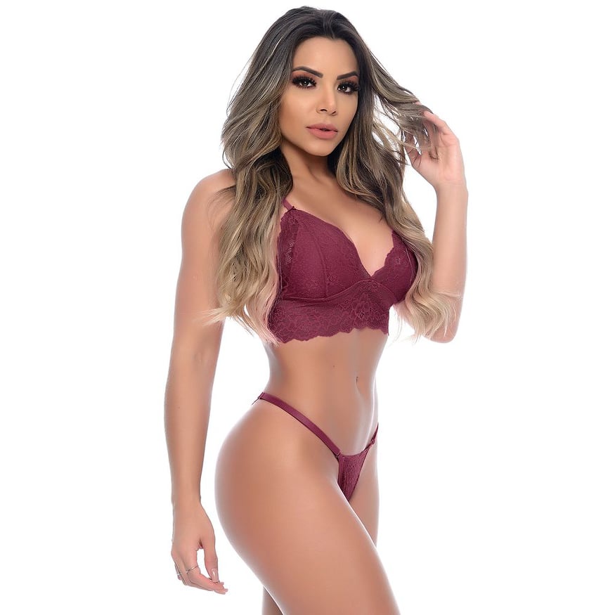 Conjunto Calcinha E Sutiã Em Renda Sensual Sex Sexy Lingerie Suspiro