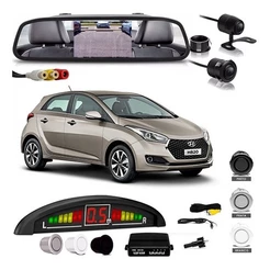 Kit Retrovisor Lcd Camera Sensor De Estacionamento Hb20