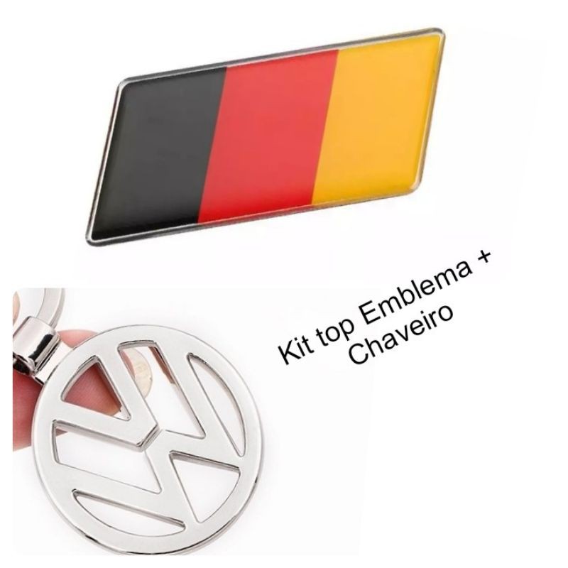 Kit Chaveiro Metal Volkswagen + Emblemas Alemanha Golf Up Jetta Virtus Polo Fox Fusca Kombi Tl Voyage \brasília