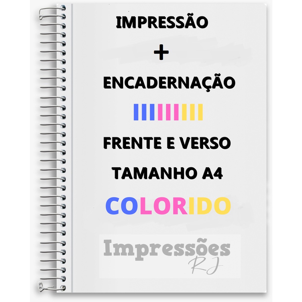impressão de apostila  tamanho a4 COLORIDA frente e verso  com 1 encadernação  ATE  150 páginas em Oferta na Shopee