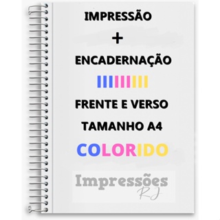 impressão de apostila  tamanho a4 COLORIDA frente e verso  com 1 encadernação   ATE  500 páginas em Oferta na Shopee