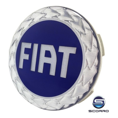 Carlota Meio Centro Tampa Roda Scorro Logo Fiat Azul 50mm