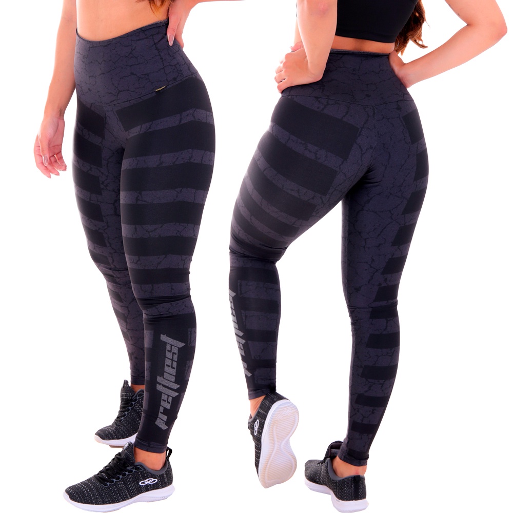Legging Cintura Alta Mescla Sublimada 0%transparente Faixa em Oferta na Shopee