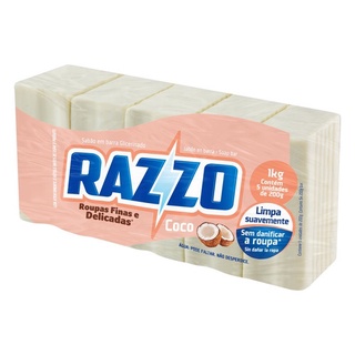Razzo Sabão em Barra de Coco Limpa Suavemente 5UN 200g Cada
