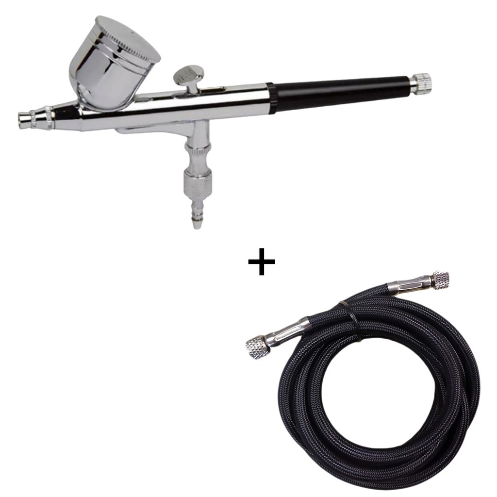 Aerografo Dupla Ação Copo Fixo Bico 0,3 Mm W030f Com Mangueira em Oferta na Shopee