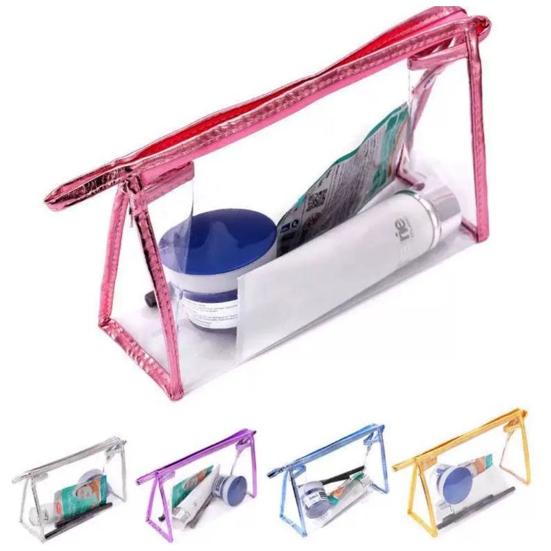 Necessaire Transparente Pequena Bolsa Organizadora Plástico PVC Viagem Maquiagem com Zíper