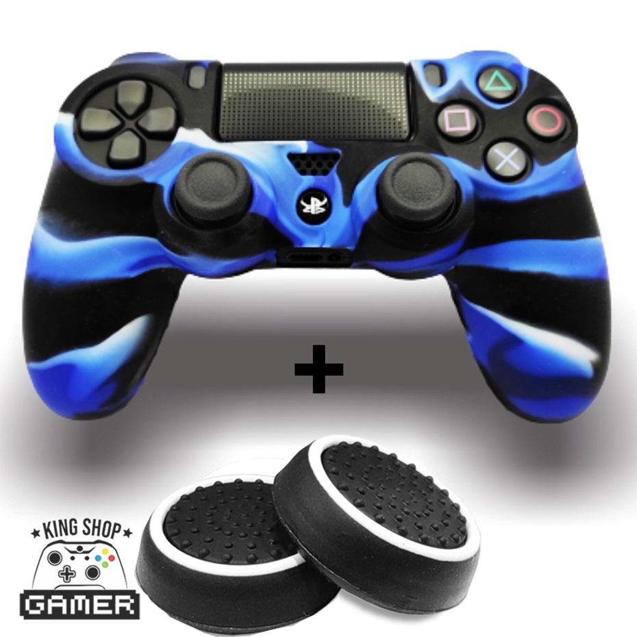 Capa De Silicone Para Controle Dualshock Ps4 + 1 Par Grip Analogico Playstation 4