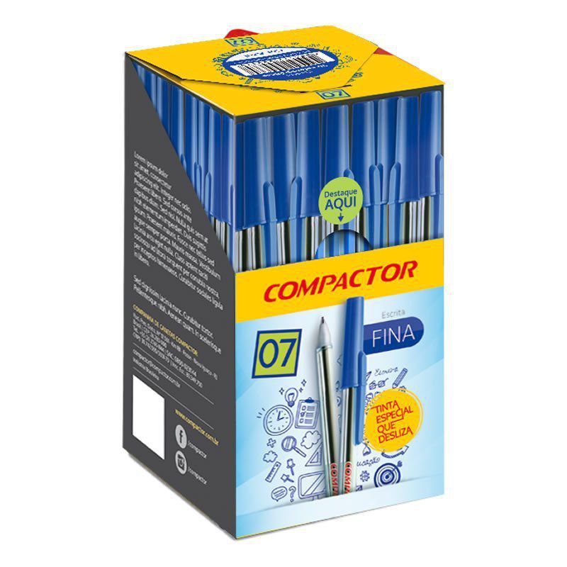 1cx Caneta Compactor 0.7mm 50un/25un ponta fina SORTIDA - azul preto vermelho verde violeta e rosa em Oferta na Shopee