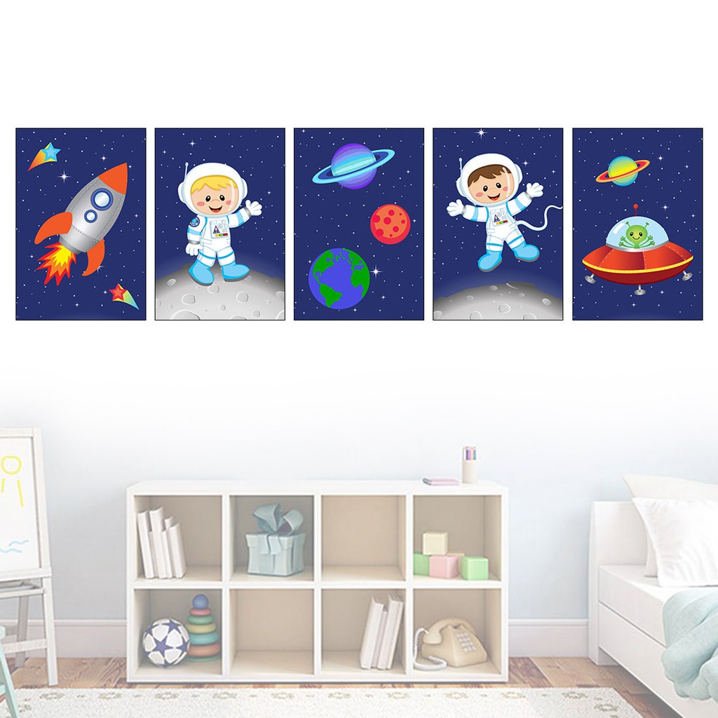 Adesivo Decorativo Parede Astronauta Infantil Kit 5 Peças Decoração Quarto Menino Criança 20x30cm