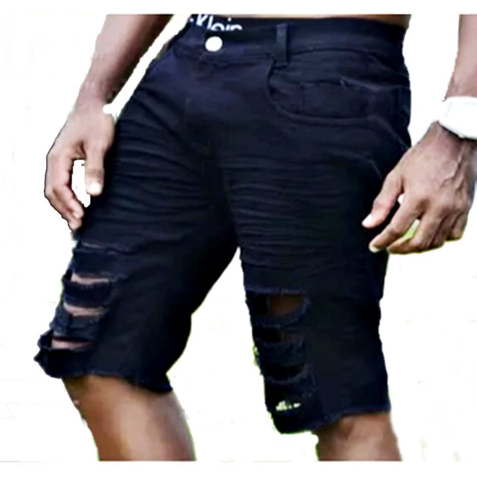 bermuda preta rasgada masculina