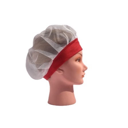 Kit** 30 Touca De Redinha * Tela Branca Aba Vermelha * Para Cozinha Açougue Barman Garçon