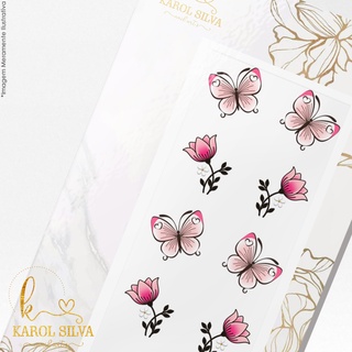 Adesivos De Unhas 3d Borboleta E Tulipa Modelo 531