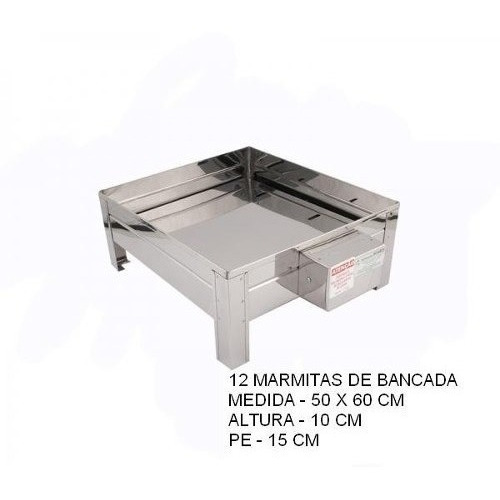 Marmiteiro Elétrico 12 Marmitas De Mesa Inox Com Termostato