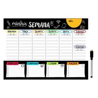 Quadro Lousa Planejador Semanal Planner Metalico Decorativo 20x26 Com Caneta em Oferta na Shopee