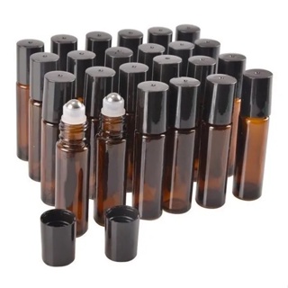kit 10 Frasco vidro rollon 3ml ambar tampa preta em Oferta na Shopee