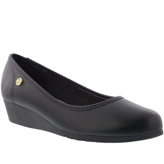 Scarpin Moleca Flow Anabela Pespontos Preto