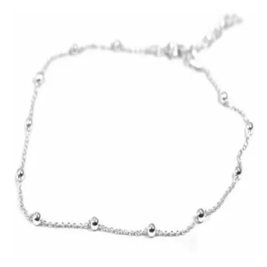 Tornozeleira 30Cm Prata 925 Elo Bola Bolinhas em Oferta na Shopee
