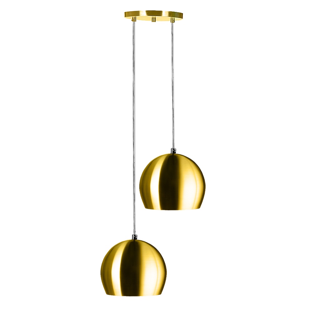 Lustre Pendente Aluminio Bola Duplo 15cm Dourado em Oferta na Shopee