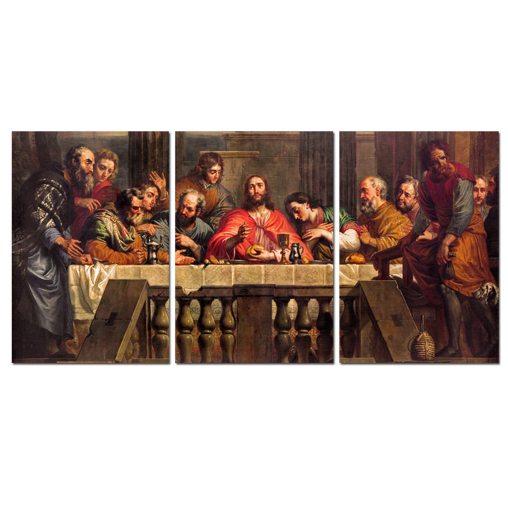 Quadro Decorativo Santa Ceia Jesus Judas Bíblia Fé Cristianismo Paixão Religioso Última Refeição