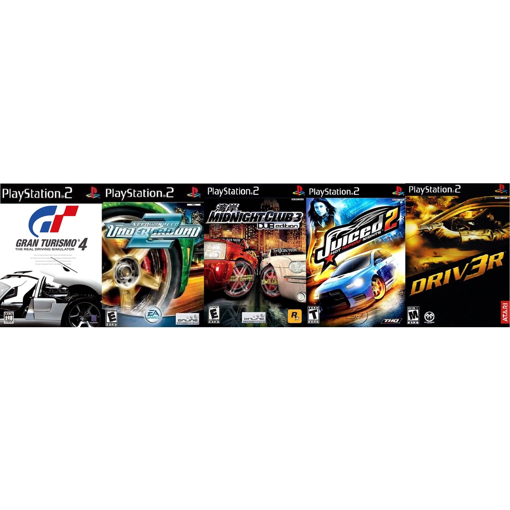 Games PS2 5 Jogos Ps2 Gran Turismo 4 Need for Speed Underground 2 Midnight club 3 Juiced 2 Driver 3 Corrida Promoçã0