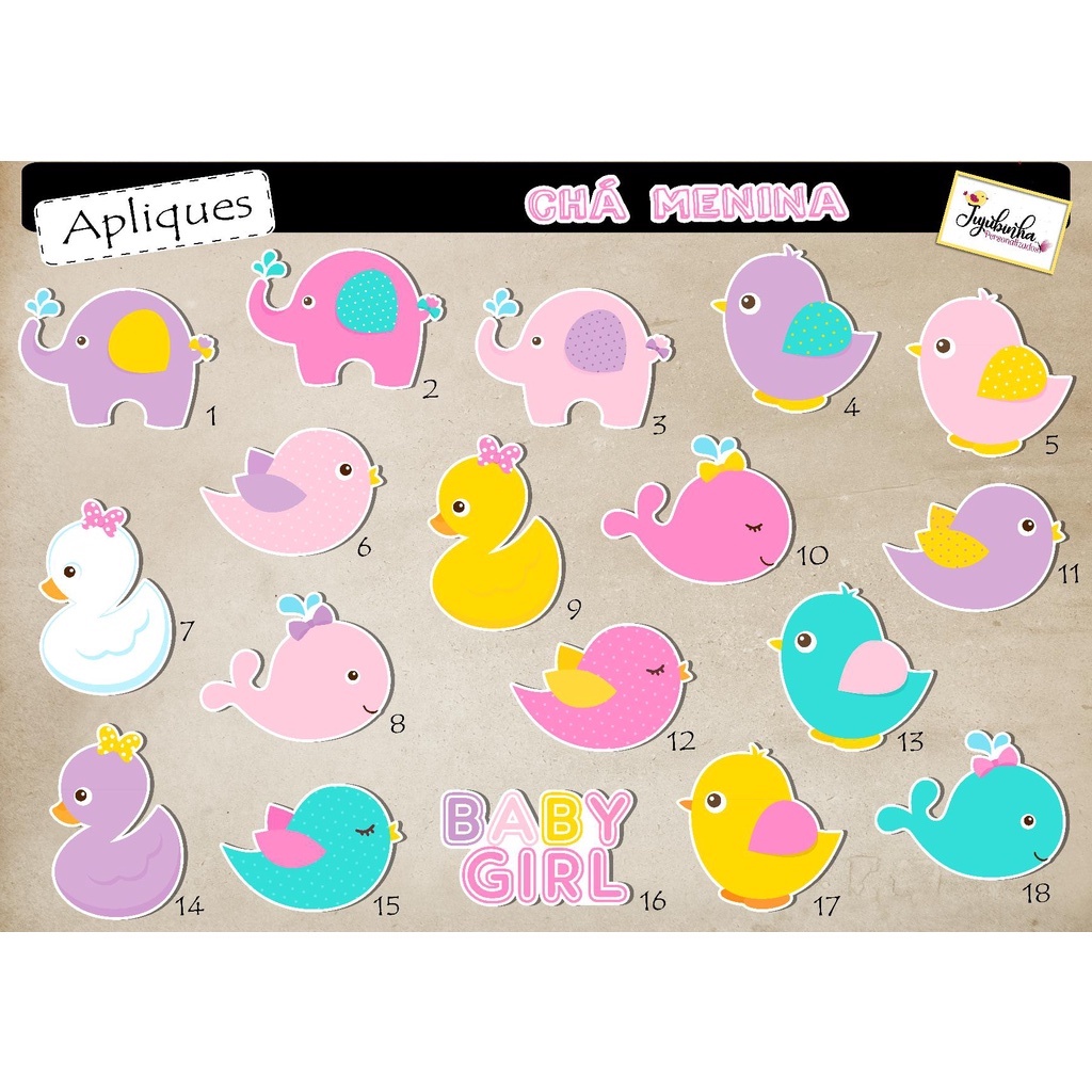 APLIQUES RECORTADOS - CHÁ DE REVELAÇÃO 1 - TAG, LEMBRANCINHA, TUBETES, DECORAÇÃO, ANIVERSÁRIOS, ARTE