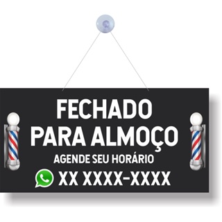 Placa Fechado para almoço barbearia personal cordao ventosa em Oferta na Shopee