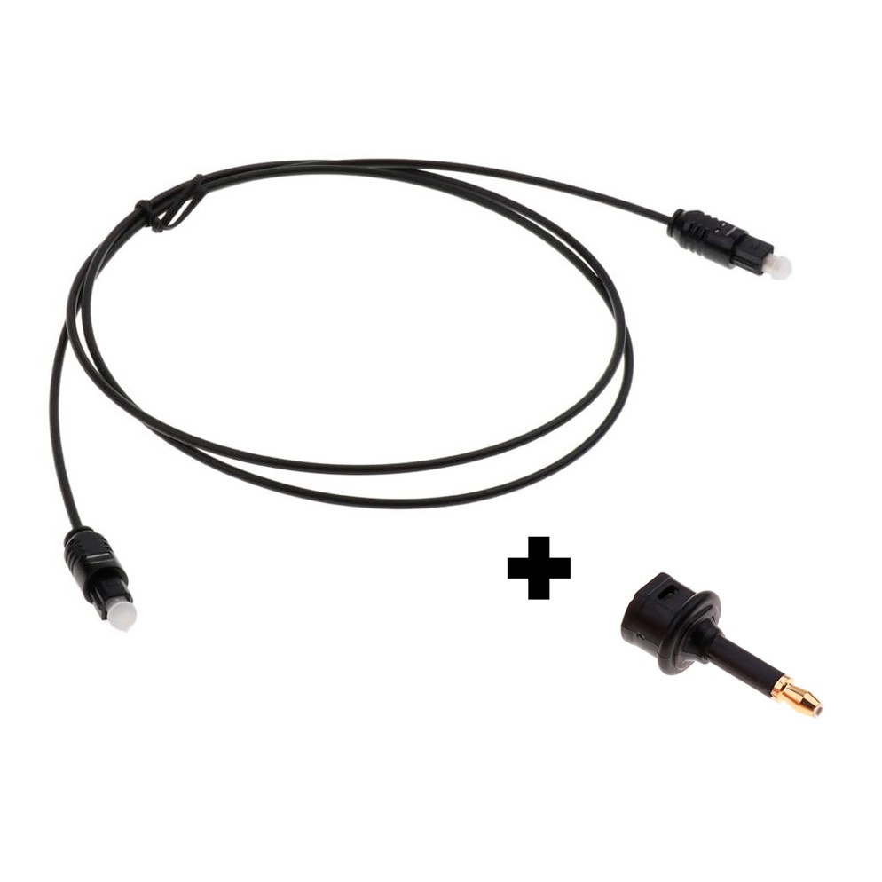 Cabo De Áudio Óptico 1m Digital Com Adaptador Mini Toslink Echo Studio Tv Box Ap