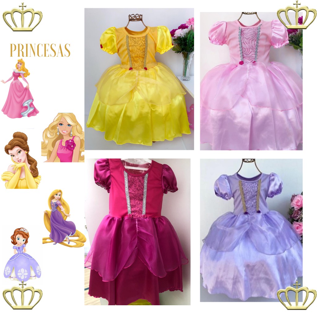 Fantasia Infantil Princesas Aurora bela adormecida sofia barbie ...