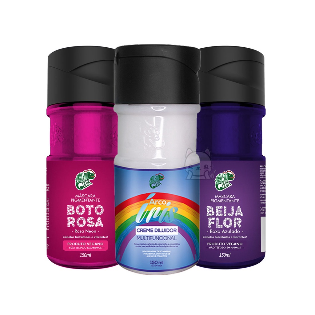 Kit Boto Rosa + Beija Flor +  Diluidor 150ml - Kamaleão Color