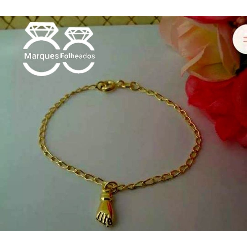 Pulseira folheado a ouro figuinha bebê criança promoção menor preço
