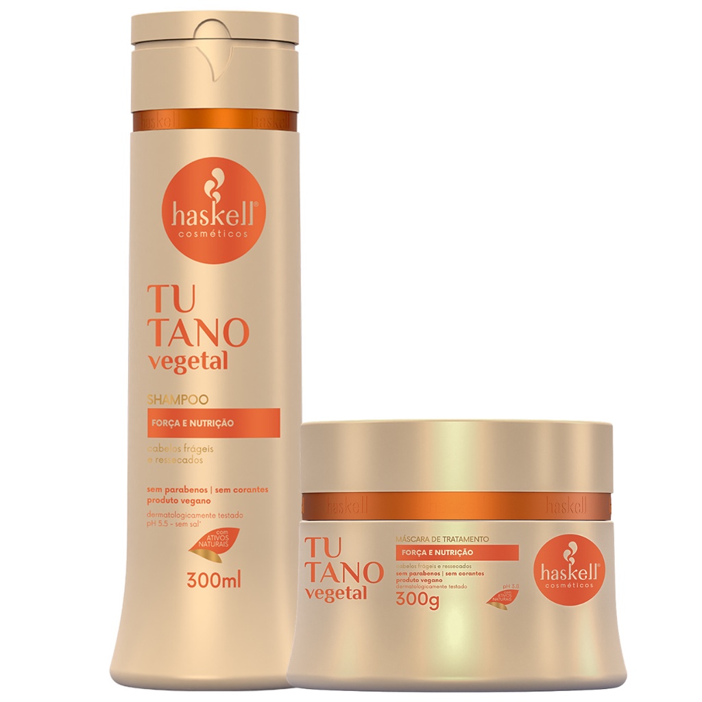 Kit Tutano Vegetal Haskell Shampoo + Máscara 300g/ml Cabelos Frágeis e Ressecados
